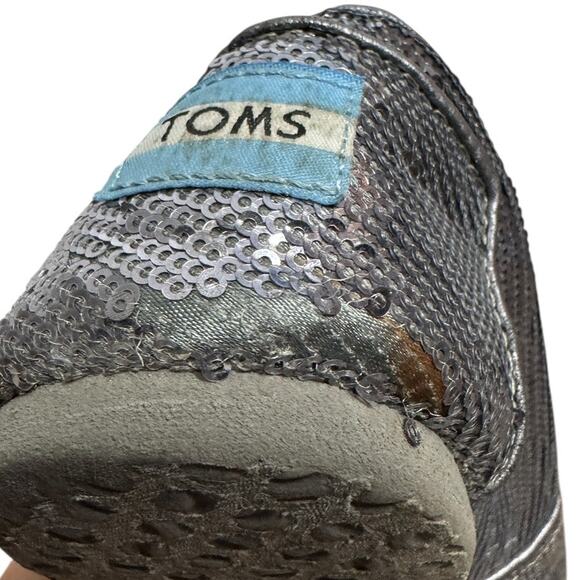 TOMS Silver Sequin Slip On Shoe SZ 11 - Picture 9 of 13